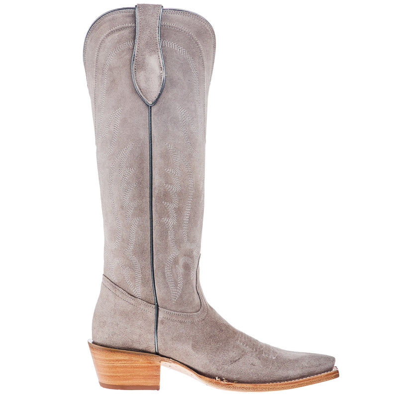 Tony Lama Women`s Ash Suede Vamp 15In Ash Suede Top Boot