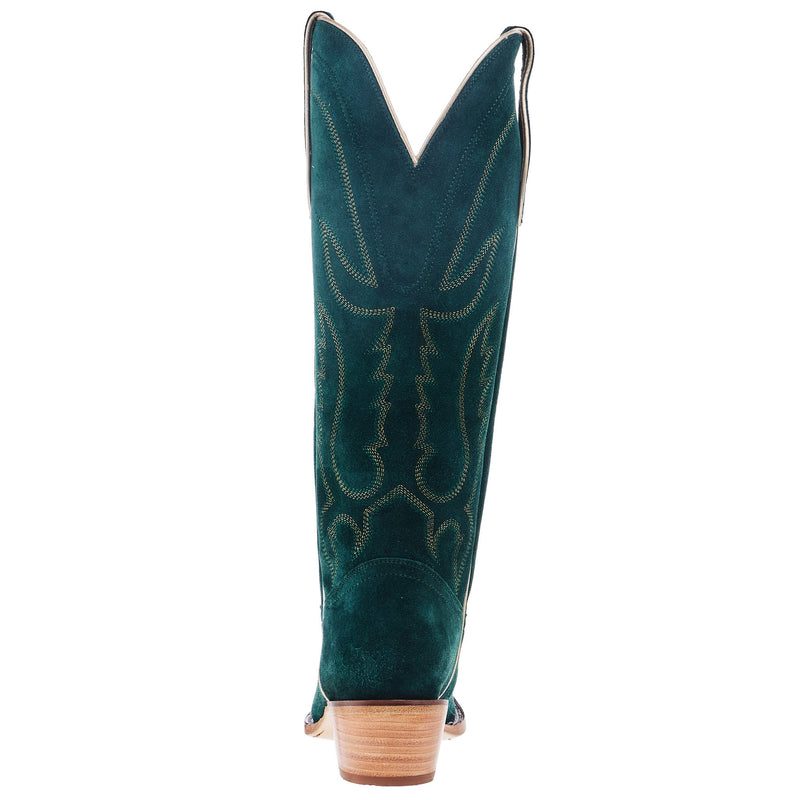 Tony Lama Women`s Emerald Suede Vamp 15In Emerald Suede Top Boot