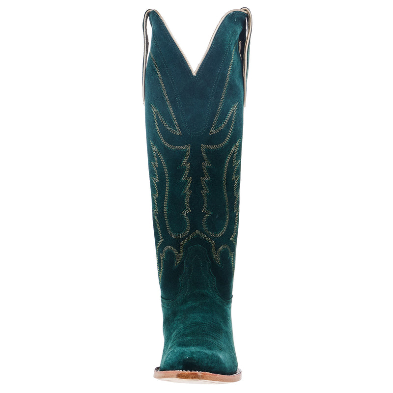 Tony Lama Women`s Emerald Suede Vamp 15In Emerald Suede Top Boot