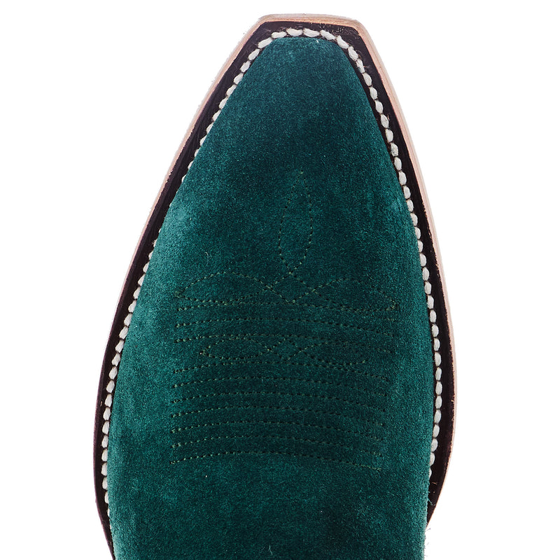 Tony Lama Women`s Emerald Suede Vamp 15In Emerald Suede Top Boot