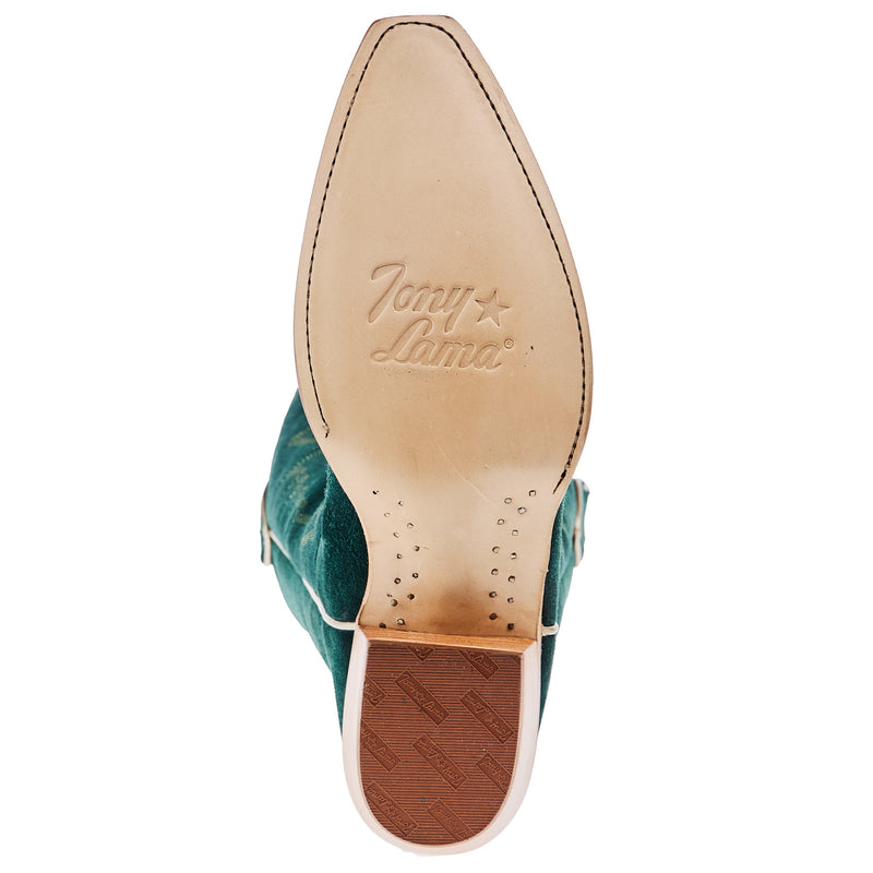 Tony Lama Women`s Emerald Suede Vamp 15In Emerald Suede Top Boot