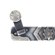 Tooley Bits Spurs Buckles Silver Engraved Floral and Chevron Ladies Cutter Spurs