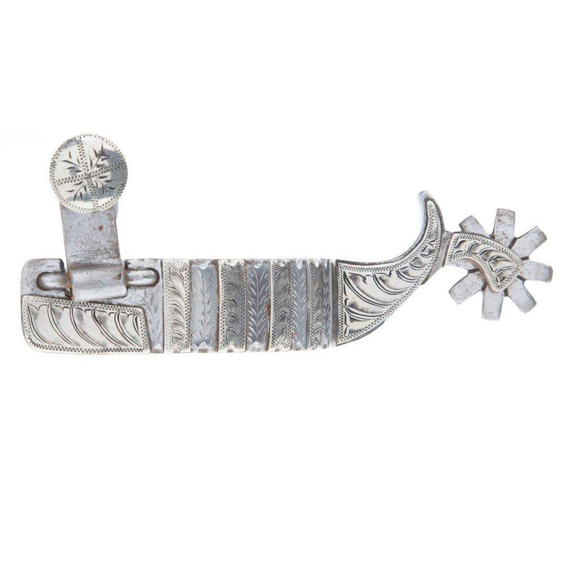 Tooley Bits Spurs Buckles Silver Engraved Bars Mens Spurs with Chap Guard