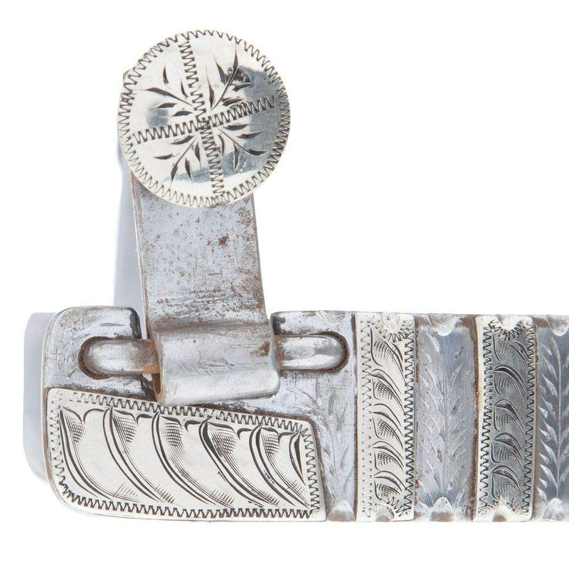 Tooley Bits Spurs Buckles Silver Engraved Bars Mens Spurs with Chap Guard