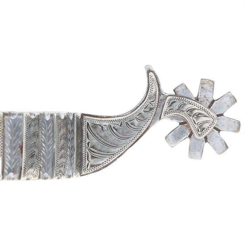 Tooley Bits Spurs Buckles Silver Engraved Bars Mens Spurs with Chap Guard