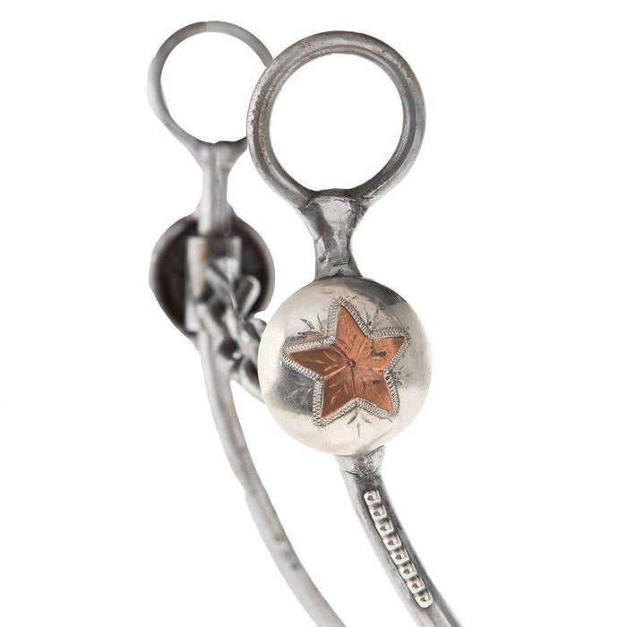 Tooley Bits Spurs Buckles Engraved Copper Star Medium Shank Chain Bit
