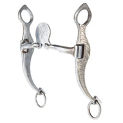 Tooley Bits Spurs Buckles Silver Engraved Floating Spade Short Shank Bit with Rein Rings