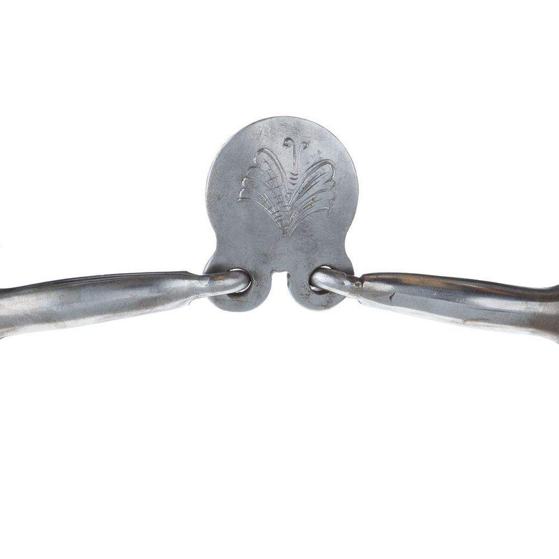 Tooley Bits Spurs Buckles Silver Engraved Floating Spade Short Shank Bit with Rein Rings