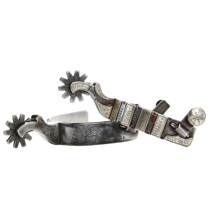 Tooley Bits Spurs Buckles 1in Band Silver Bar Mount 10pt Rowel Spur