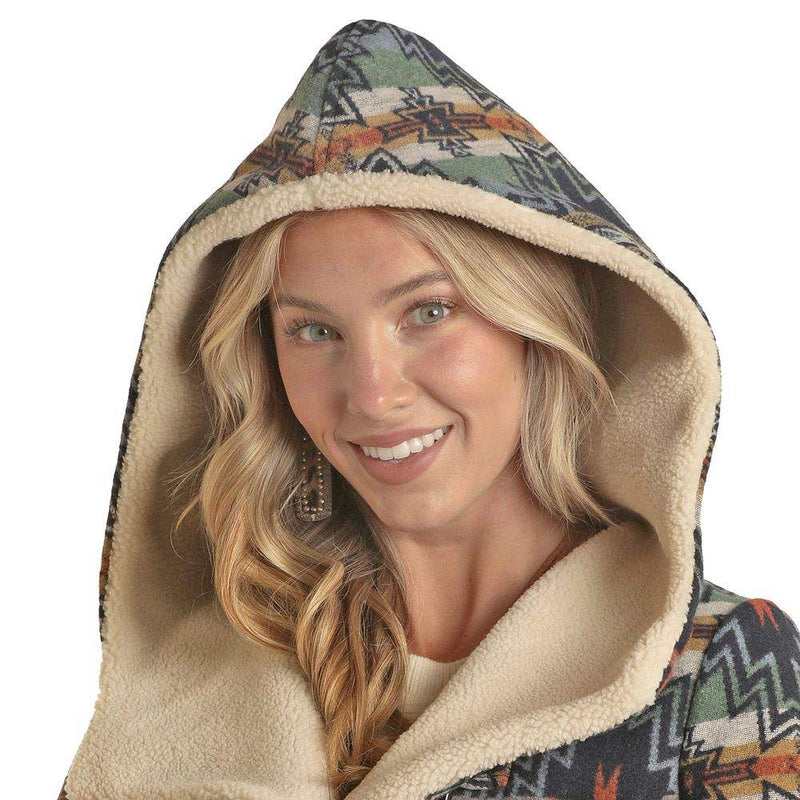 Panhandle Womens Aztec Long Wool Coat