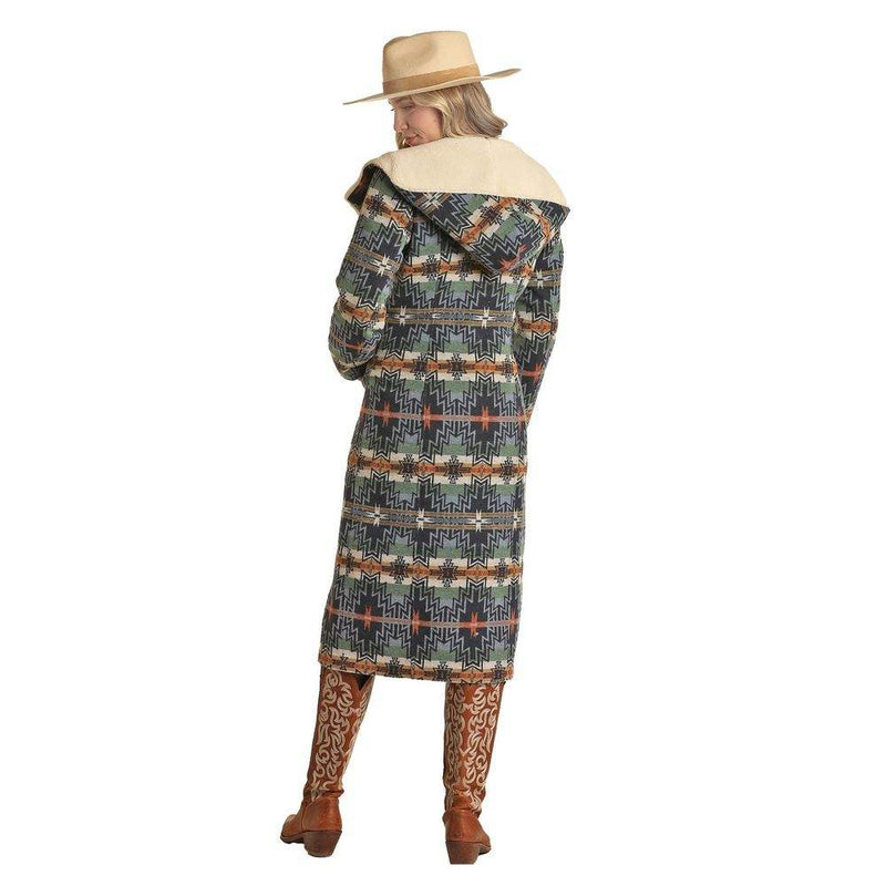 Panhandle Womens Aztec Long Wool Coat