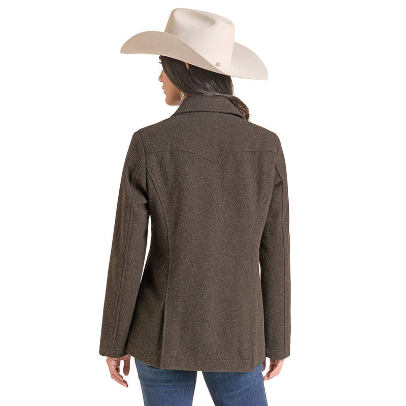 Panhandle Women's Dark Brown Heather Wool Coat