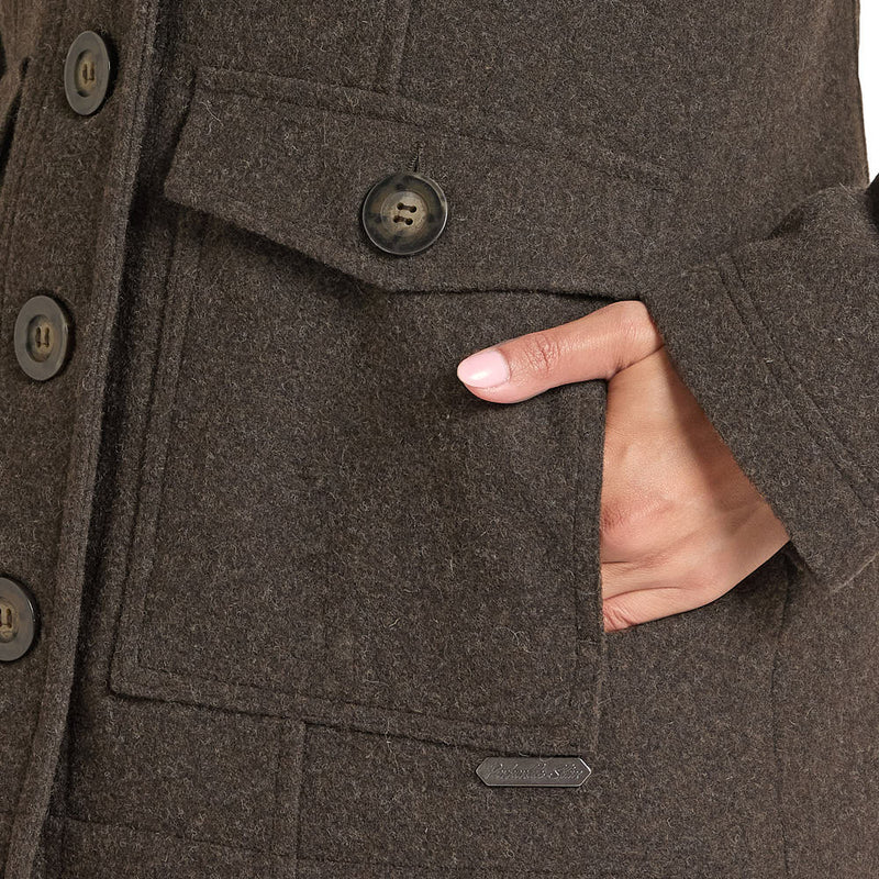 Panhandle Women's Dark Brown Heather Wool Coat