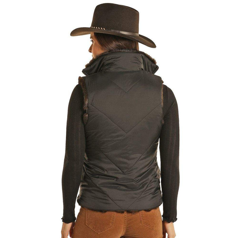 Panhandle Womens Reversible Fur Nylon Vest