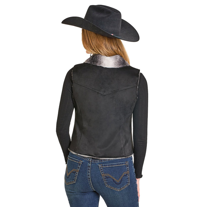 Panhandle Women's Black Embroidered Microsuede Vest