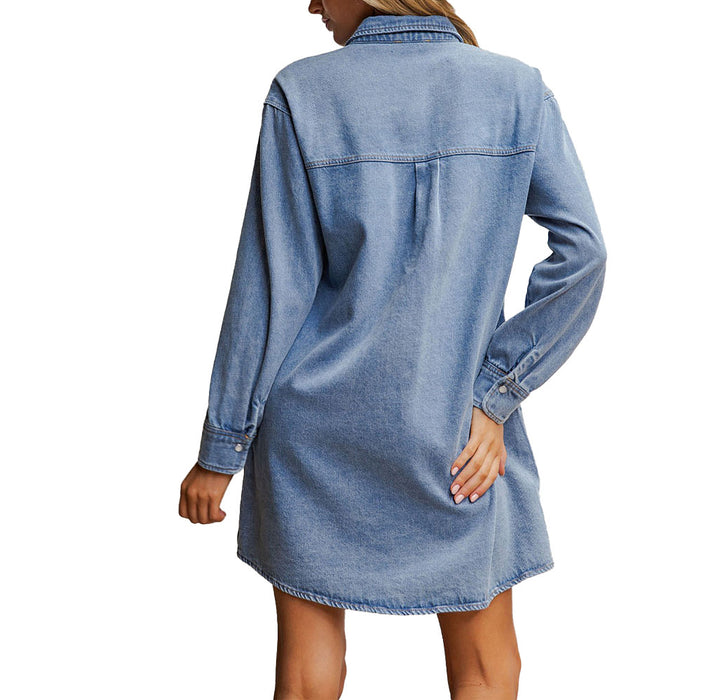 Ee Some Women's Denim Embroidered Yoke Mini Dress