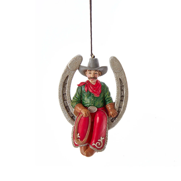 Kurt S. Adler Weern Horoe with Cowboy Ornament