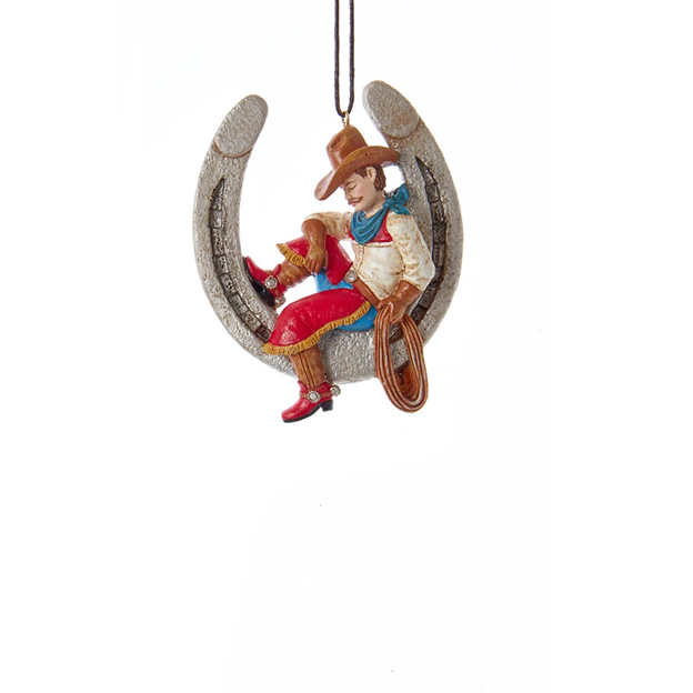 Kurt S. Adler Weern Horoe with Cowboy Ornament