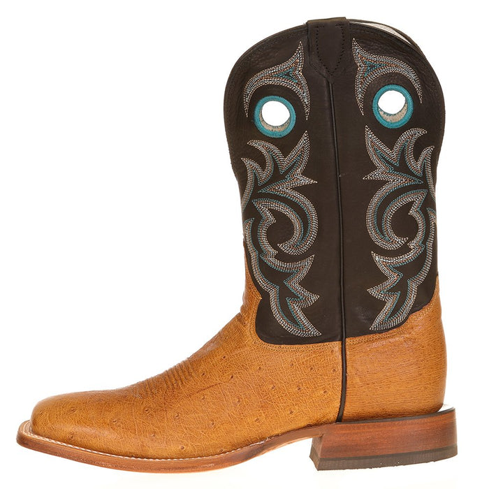 Tony Lama Men's Antique Saddle Smooth Ostrich 11in. Black Top Cowboy Boot