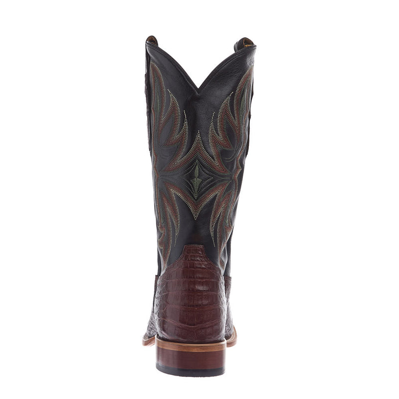 Tony Lama Men's Chasi Brown Caiman Vamp 13in Midnight Black Cowhide Top