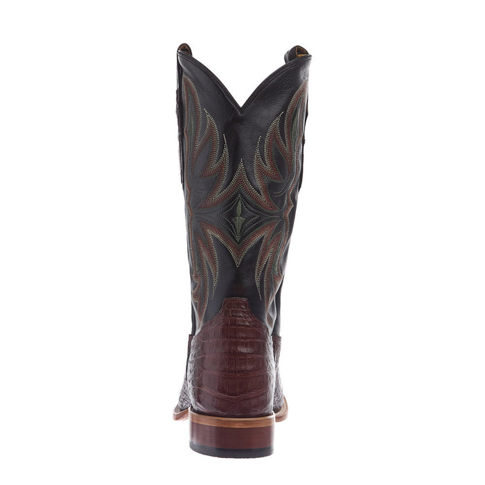 Tony Lama Men's Chasi Brown Caiman Vamp 13in Midnight Black Cowhide Top