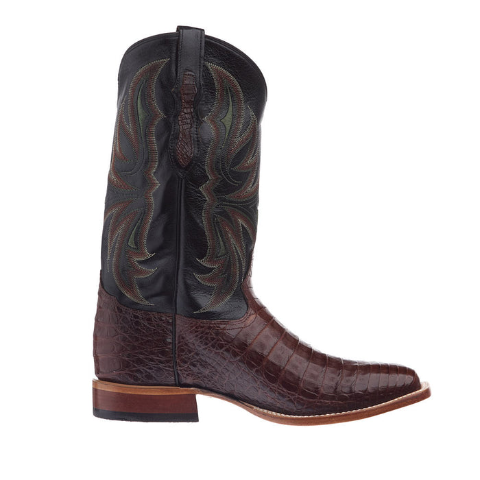 Tony Lama Men's Chasi Brown Caiman Vamp 13in Midnight Black Cowhide To