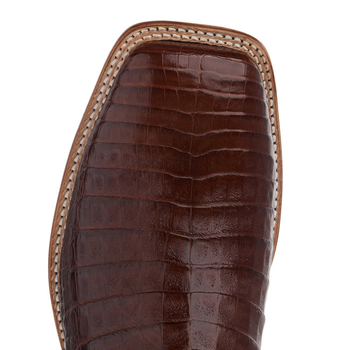Tony Lama Men's Chasi Brown Caiman Vamp 13in Midnight Black Cowhide To