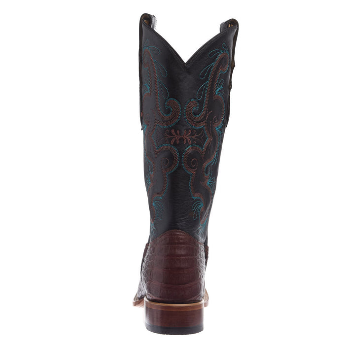 Tony Lama Women's Chasi Brown Caiman Vamp 13in Midnight Cowhide Top