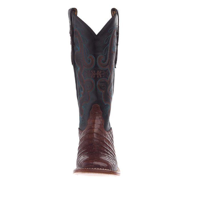 Tony Lama Women's Chasi Brown Caiman Vamp 13in Midnight Cowhide Top