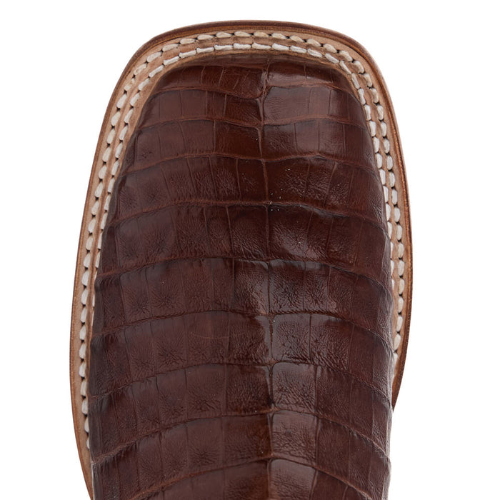 Tony Lama Women's Chasi Brown Caiman Vamp 13in Midnight Cowhide Top