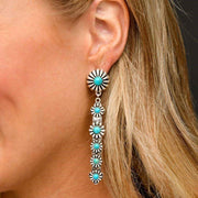 West And Company Enlongated with Turq Flower Accen Earring