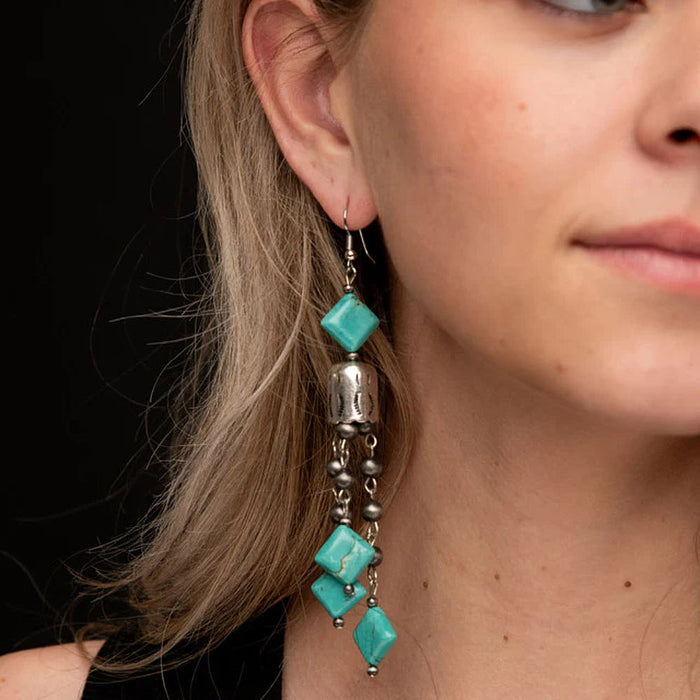 West And Company Navajo Pearl Turquoise Tassel Earrings