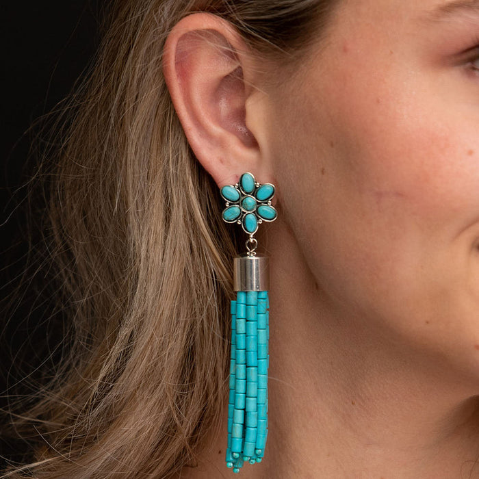 West And Company Turquoise Tassel Earrings