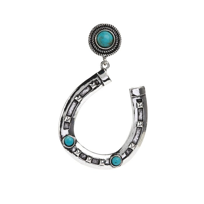 West And Company Horseshoe with Turquoise Detail Stud Earrings