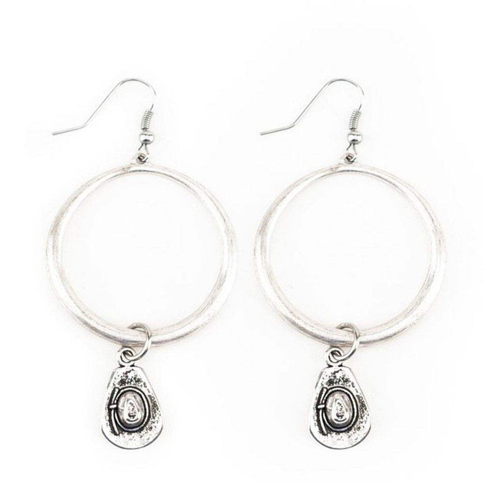 West And Company Silver Cowboy Hat Charm Hoop Earrings