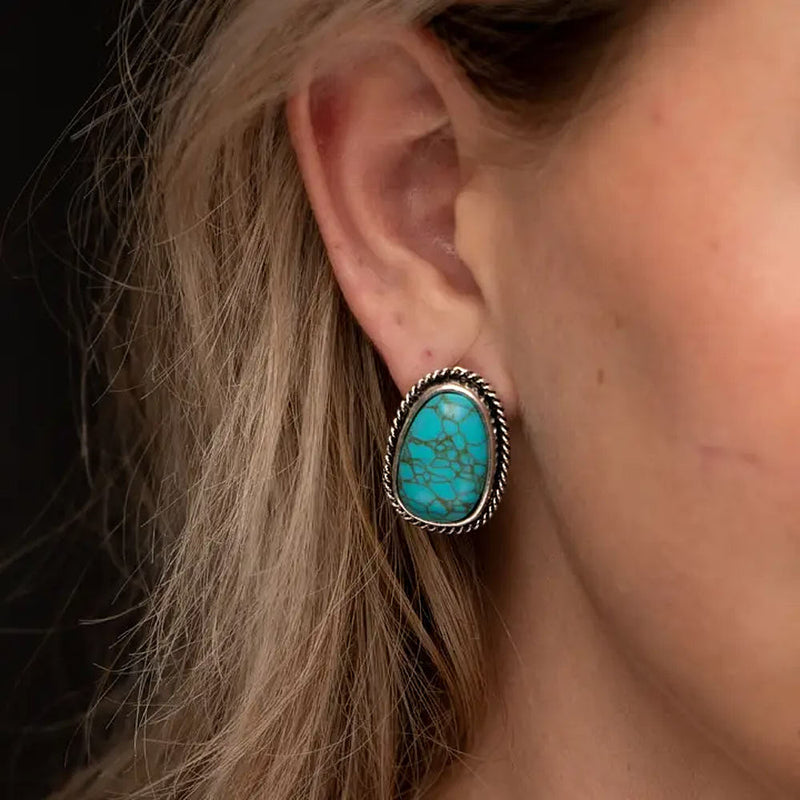 West And Company Turquoise Rope Post Earrings