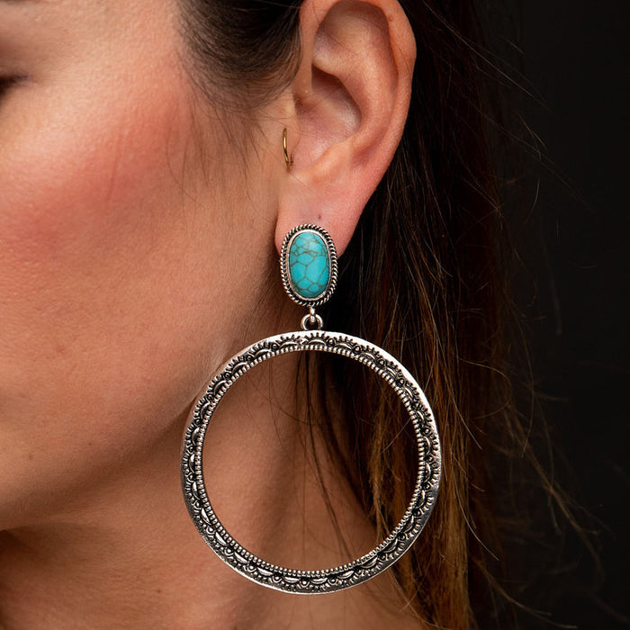 West And Company Hoop with Turquoise Detail Earrings