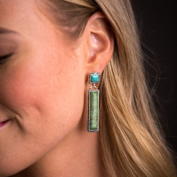 West And Company Green Bar Turquoise Post Earrings
