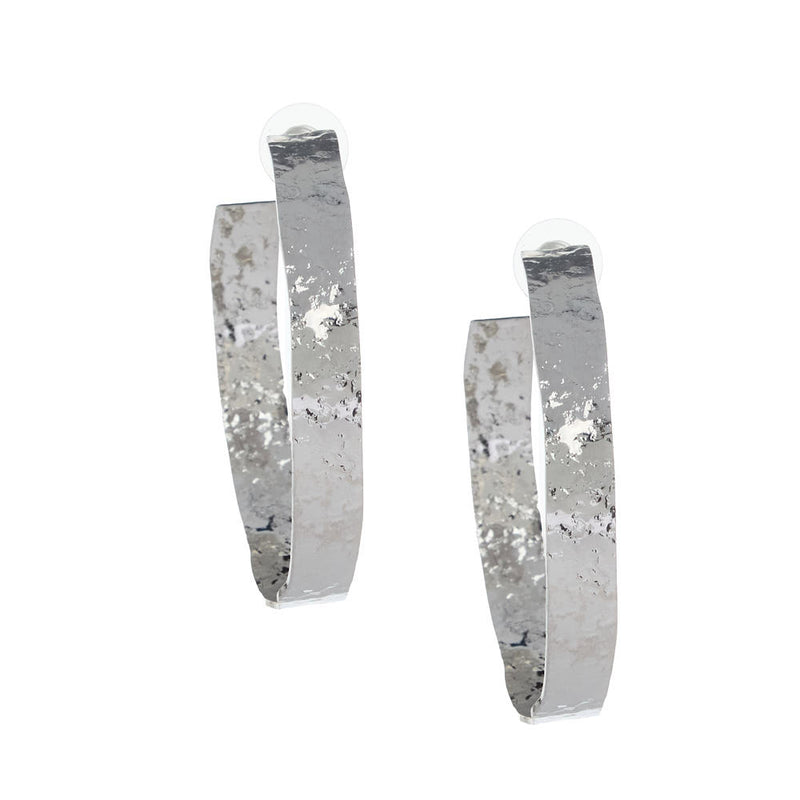 West And Company Silver Hammered Hoop Earrings