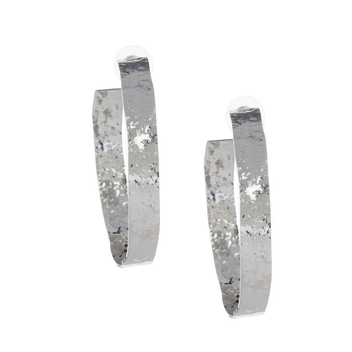 West And Company Silver Hammered Hoop Earrings