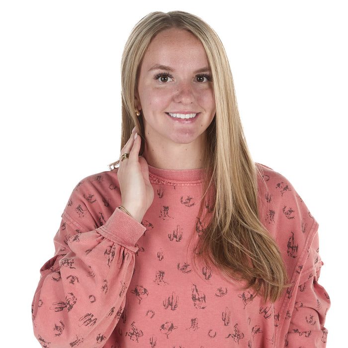 Easel Women's Faded Coral Western Print Dress