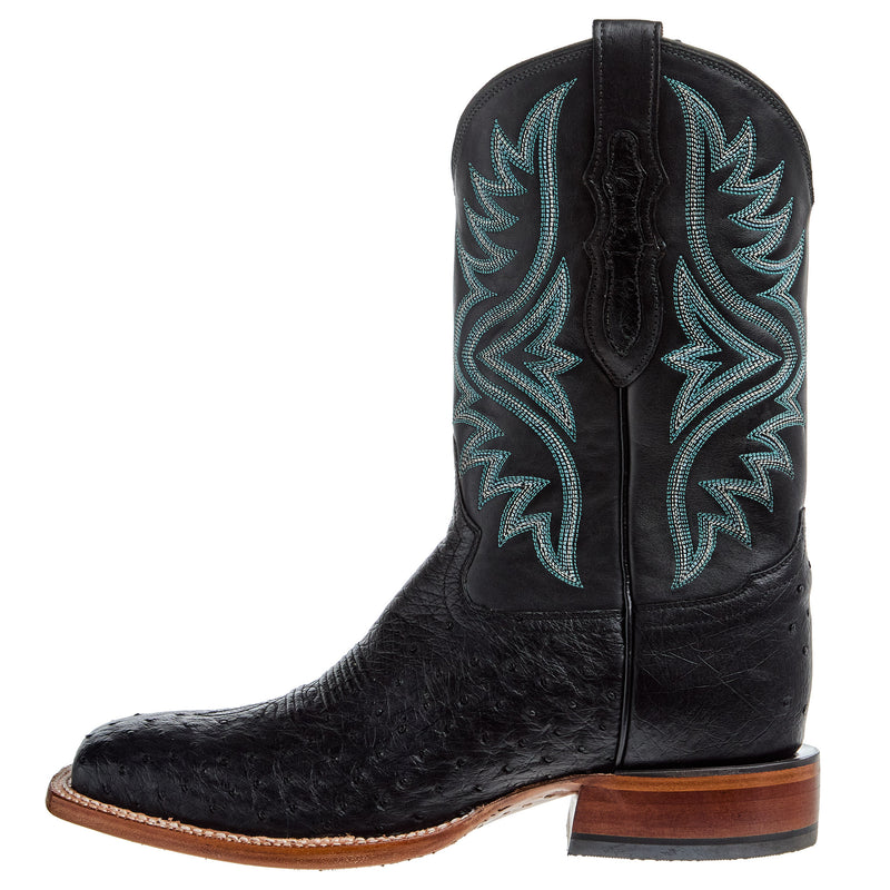 Tony Lama Men`s Black Smooth Quill Ostrich 11In Black Top Cowboy Boot