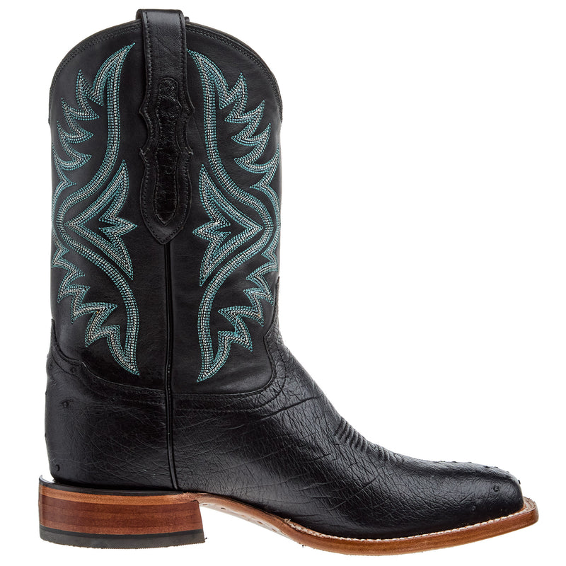 Tony Lama Men`s Black Smooth Quill Ostrich 11In Black Top Cowboy Boot