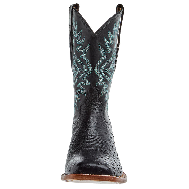 Tony Lama Men`s Black Smooth Quill Ostrich 11In Black Top Cowboy Boot