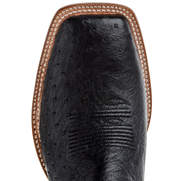 Ferrini Colt Full Quill Ostrich Square Toe Cowboy Mens Black Dress Boots 10193