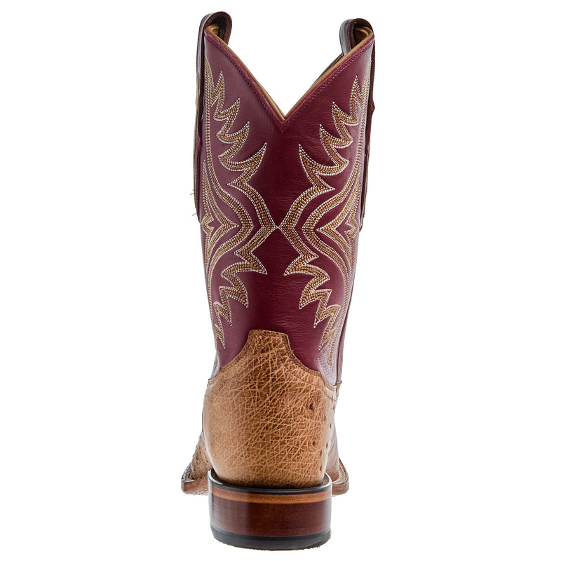Tony Lama Men`s Terra Vintage Smooth Quill Ostrich 11In Red Top Cowboy Boot
