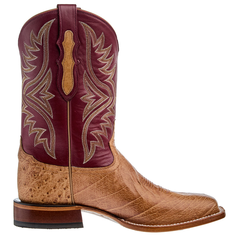 Tony Lama Men`s Terra Vintage Smooth Quill Ostrich 11In Red Top Cowboy Boot