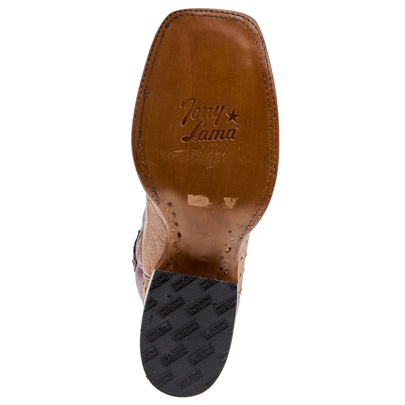 Tony Lama Men`s Terra Vintage Smooth Quill Ostrich 11In Red Top Cowboy Boot