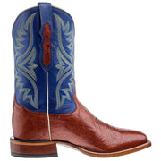 Tony Lama Men`s Brown Smooth Quill Ostrich 11In Blue Top Cowboy Boot