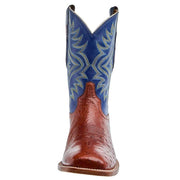 Tony Lama Men`s Brown Smooth Quill Ostrich 11In Blue Top Cowboy Boot
